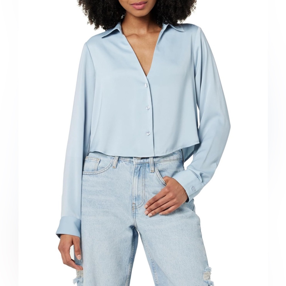 The Drop Women's Harlow Silky Cropped Blouse